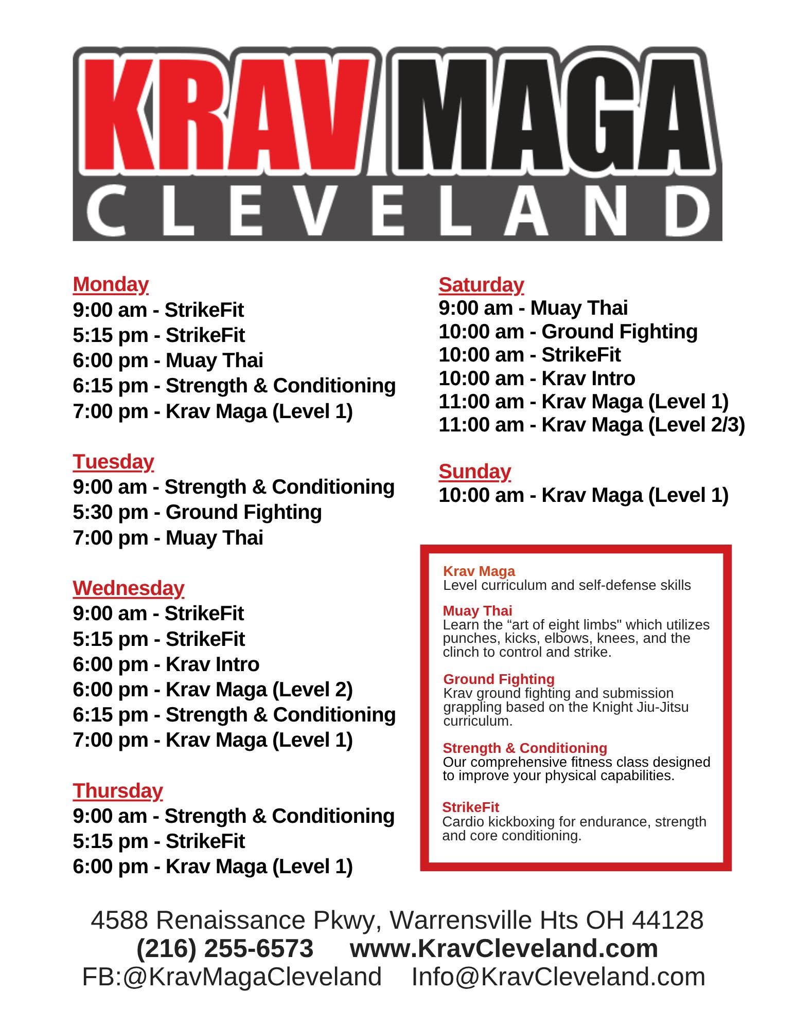 Krav Maga Cleveland Schedule 202609